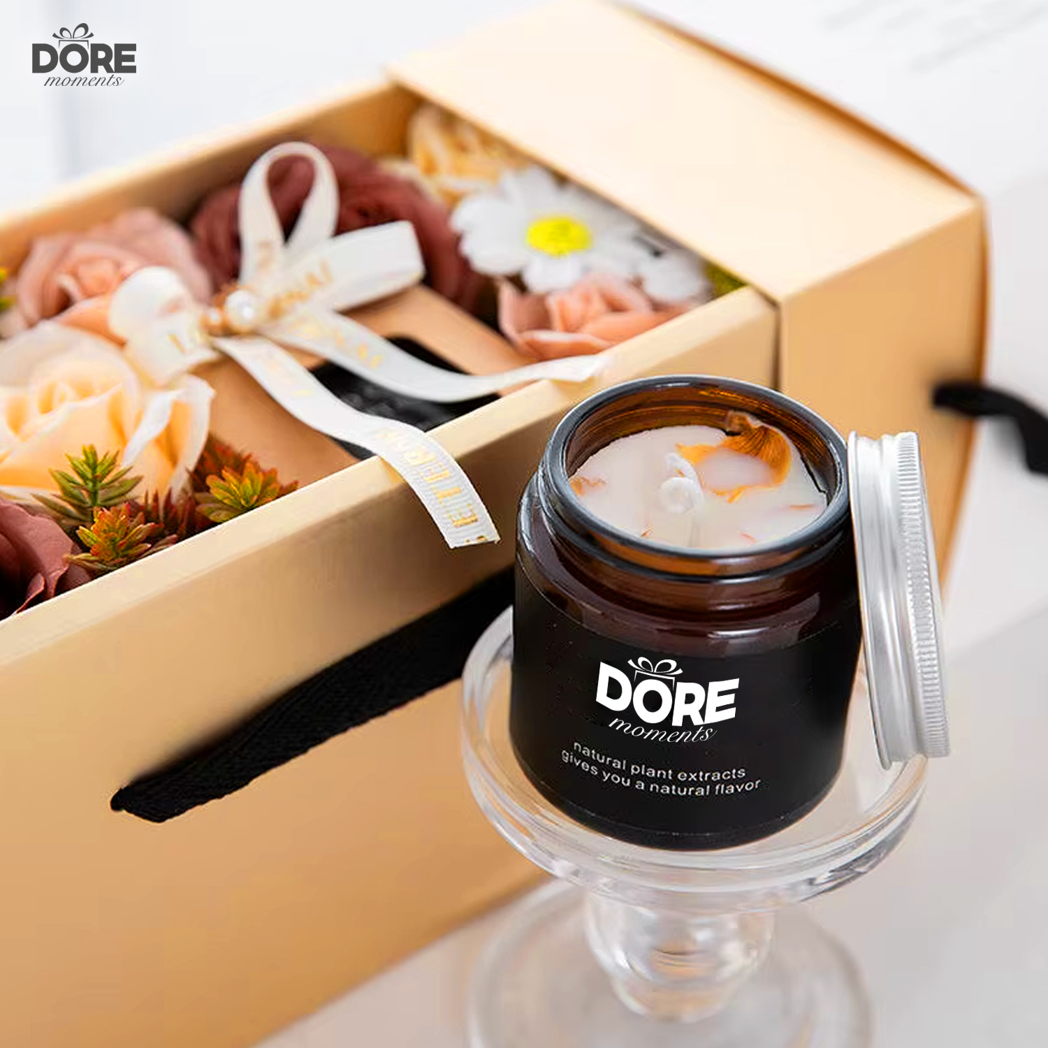Candle Gift Set with Roses